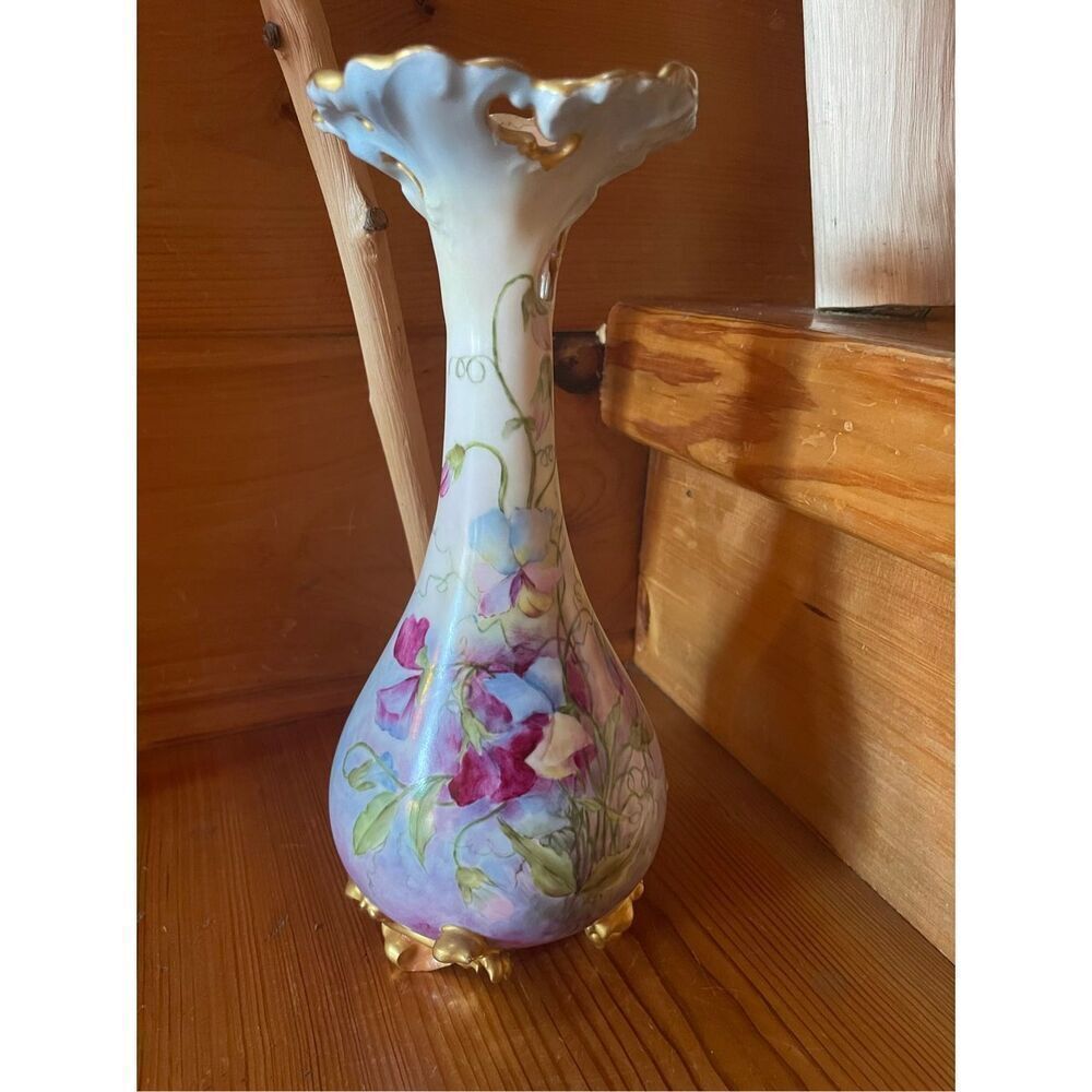 Limoges Pansy Design Vase